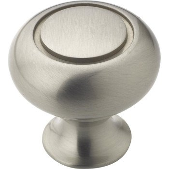 Amerock BP53011G10 Cabinet Knob, 1-3/16 in Projection, Zinc, Satin Nickel