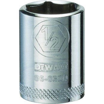 DEWALT DWMT86030OSP Hand Socket, 1/2 in Socket, 1/4 in Drive, 6-Point, Vanadium Steel, Polished Chrome