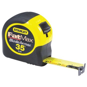 STANLEY 33-735 Measuring Tape, 35 ft L Blade, 1-1/4 in W Blade, Steel Blade, ABS Case, Black/Yellow Case