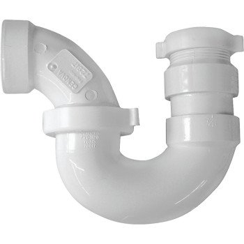 Canplas 193221A P-Trap, 1-1/4 x 1-1/2 in, Hub x Slip, PVC, White