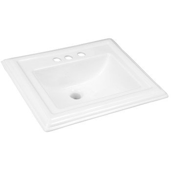 Craft + Main 17-0037-4W Bathroom Sink, Square Basin, 4 in Faucet Centers, 3-Deck Hole, 22 in OAW, 7-1/2 in OAH