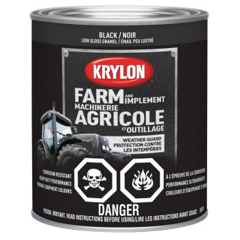 Krylon 2022 Farm Equipment Paint, Low Gloss, Black, 32 oz