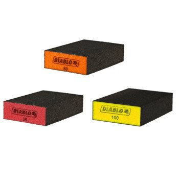 Diablo ENDURA-BOND DFBBLOCAST03G Flat Edge Sanding Block, 4 in L, 2-1/2 in W, 36, 60, 100 Grit