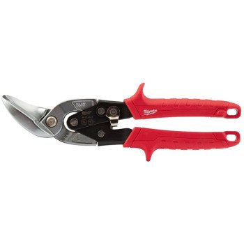 Milwaukee 48-22-4512 Aviation Snip, 10 in OAL, 5 in L Cut, Left Cut, Steel Blade, Ergonomic Handle, Red Handle