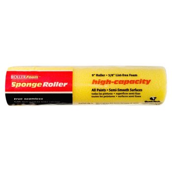 RollerLite High-Capacity 9FM038-M Roller Cover, 3/8 in Thick Nap, 9 in L, Foam Cover, Yellow