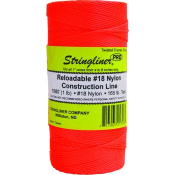 Stringliner Pro Series 35706 Construction Line, #18 Dia, 1080 ft L, 165 lb Working Load, Nylon, Fluorescent Orange