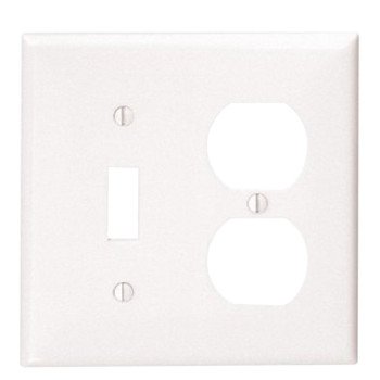 Leviton 80705-W Combination Wallplate, 2-Gang, Nylon, White