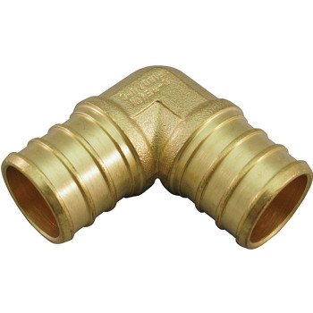 Apollo ApolloPEX Series APXE3410PK Pipe Elbow, 3/4 in, Barb, 90 deg Angle, Brass, 200 psi Pressure