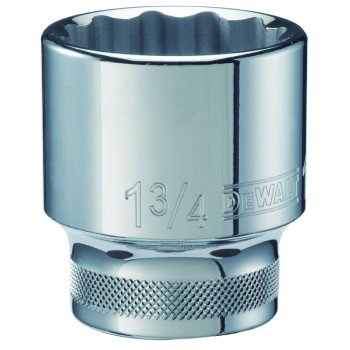 DEWALT DWMT74641OSP Hand Socket, 1-3/4 in Socket, 3/4 in Drive, 12-Point, Vanadium Steel, Polished Chrome