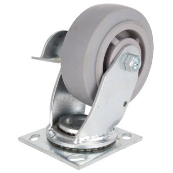 ProSource JC-T04 Swivel/Brake Caster, 5 in Dia Wheel, 2 in W Wheel, Thermoplastic Rubber Wheel, Gray, 450 lb