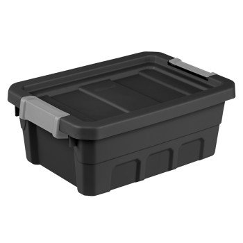 Sterilite 14829006 Stacker Tote, Plastic, Black, 18 in L, 12-5/8 in W, 7-1/8 in H