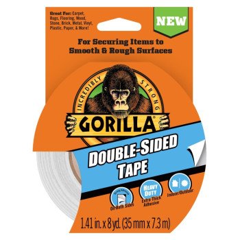 Gorilla 100925 Double Sided Tape, 8 yd L, 1.41 in W, Gray