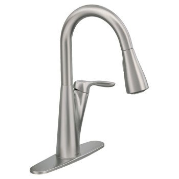 Moen Harlon Series 87499SRS Kitchen Faucet, 1.5 gpm, 1-Faucet Handle, 4-Faucet Hole, Stainless Steel, Lever Handle