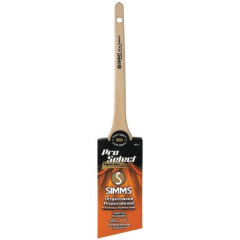 Simms 8020-50 Thin Paint Brush, 2 in W, Angle Sash Brush, 2-3/8 in L Bristle, Nylon/Polyester Bristle, Rat Tail Handle