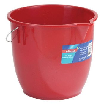 Vileda 117579 Graduated Bucket, 12 L Capacity, Plastic, Red