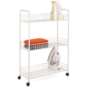 Honey-Can-Do CRT-01149 Storage Cart, 23 in OAL, 8 in OAW, 31 in OAH, 3-Shelf, Steel