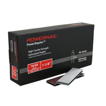 Powernail PowerStaples PS18125 Fine Wire Staple, 1/4 in W Crown, 1-1/4 in L Leg, 18 ga, Carbon Steel