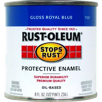 Rust-Oleum Stops Rust 7727730 Enamel Paint, Oil, Gloss, Royal Blue, 0.5 pt, Can, 50 to 90 sq-ft/qt Coverage Area