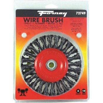 Forney 72749 Wire Wheel Brush, 6 in Dia, 1/2 to 5/8 in Arbor/Shank, 0.012 in Dia Bristle