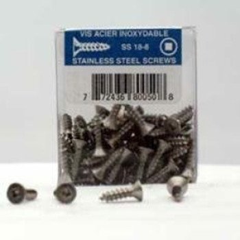 Reliable FKAS834VP Screw, 3/4 in L, Flat Head, Square Drive, Self-Tapping, Type A Point, Stainless Steel, 100/BX