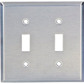 Eaton Wiring Devices 93072-BOX Wallplate, 4-1/2 in L, 4.56 in W, 2 -Gang, Stainless Steel, Satin