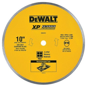 DeWALT DW4761 Saw Blade, 10 in Dia, 5/8 in Arbor, Continuous Rim