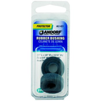 Jandorf 61481 Conduit Bushing, 3/8 in Dia Cable, Rubber, Black, 5/16 in Thick Panel