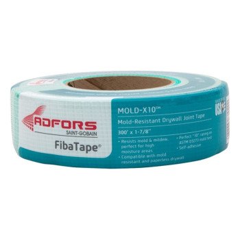 Adfors FibaTape Mold-X10 Series FDW8664-U Drywall Joint Tape, 300 ft L, 1-7/8 in W, Green