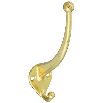 National Hardware MPB164 N243-741 Garment Hook, 75 lb, 2-Hook, Zinc, Brass