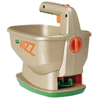 Scotts Wizz 71131 Spreader, 4AA Battery, 6.25 lb Capacity, 2500 sq-ft Coverage Area, 5 ft W Spread, Plastic