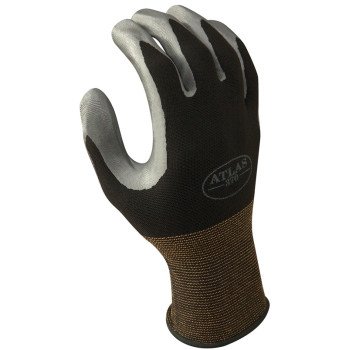 Showa 370BL-08.RT Protective Gloves, L, Knit Wrist Cuff, Nitrile, Black/Gray