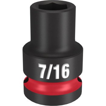 Milwaukee SHOCKWAVE Impact Duty Series 49-66-6201 Shallow Impact Socket, 7/16 in Socket, 1/2 in Drive, Square Drive