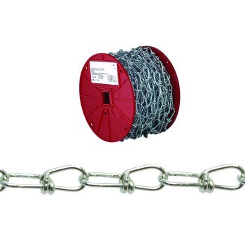 Campbell 0724627N Double Loop Chain, 4/0, 100 ft L, 365 lb Working Load, Low Carbon Steel, Zinc