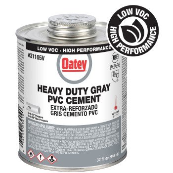 Oatey 31105V Heavy-Duty Medium Set Cement, 32 oz Can, Liquid, Gray