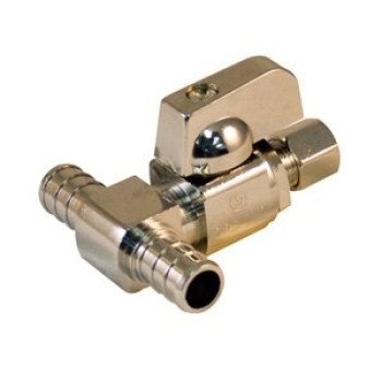 aqua-dynamic 1989-331 Stop Valve, 1/2 x 1/2 x 1/4 in Connection, PEX x PEX x Compression, 125 psi Pressure, Brass Body