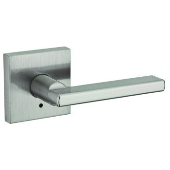 Kwikset Signature Series 155HFL SQT 15 Privacy Lever, Pushbutton Lock, Satin Nickel, Zinc, Residential, Reversible Hand