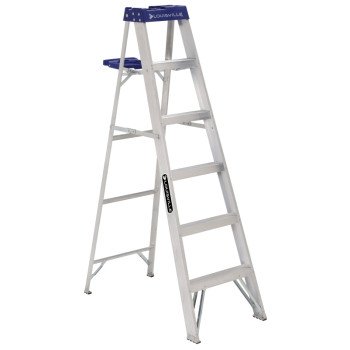 Louisville AS2106 Step Ladder, 6 ft H, Type I Duty Rating, Aluminum, 250 lb, 5-Step, 124 in Max Reach