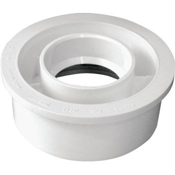 Canplas 192758 Reducing Pipe Bushing, 4 x 2 in, Spigot x Hub, PVC, White