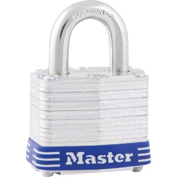 Master Lock 1D Padlock, Keyed Different Key, 5/16 in Dia Shackle, 15/16 in H Shackle, Steel Shackle, Steel Body