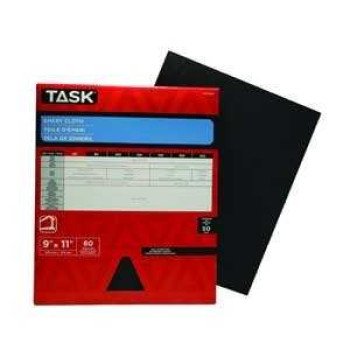 TASK EMO5060 Sanding Sheet, 11 in L, 9 in W, Medium, 60 Grit, Emery Abrasive, Cloth Backing