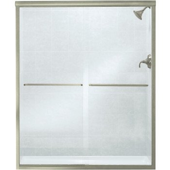 Sterling 5475-59N-G05 Shower Door, Nickel Frame, Clear Glass, Tempered Glass, Frameless Frame, Aluminum Frame