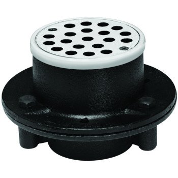 Oatey 42197 Shower Drain, Iron, Black, Specifications: Round Shape