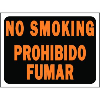 HY-KO Hy-Glo Series 3069 Identification Sign, Rectangular, NO SMOKING, Fluorescent Orange Legend, Black Background