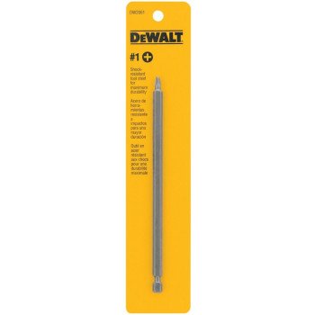 DEWALT DW2061 Power Bit, #1 Drive, Phillips Drive, 1/4 in Shank, Hex Shank, 6 in L, Tool Steel