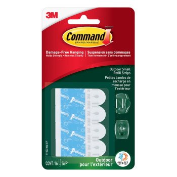 Command 17022AW-ES Refill Strip, 5/8 in W, 1-1/8 in L, 1/32 in Thick, White