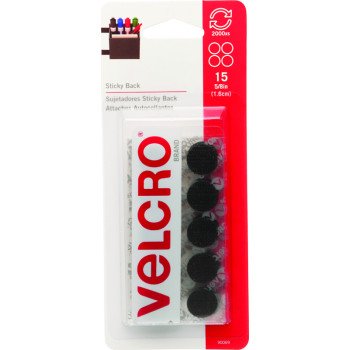 VELCRO Brand 90069 Fastener, 5/8 in W, Nylon, Black, Rubber Adhesive