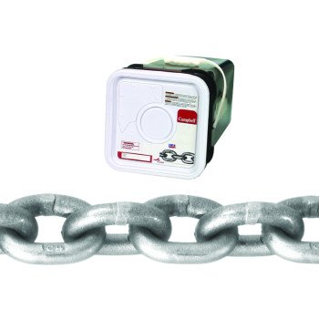 Campbell 0184616 High-Test Chain, 3/8 in, 40 ft L, 5400 lb Working Load, 43 Grade, Carbon Steel, Bright/Galvanized