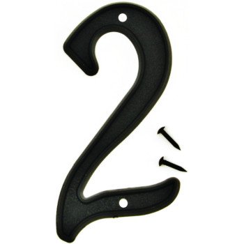 Hy-Ko PN-29/2 House Number, Character: 2, 4 in H Character, Black Character, Plastic