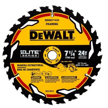 DEWALT ELITE Series DWAW71424B10 Circular Saw Blade, 7-1/4 in Dia, 5/8 in Arbor, 24-Teeth, 10/PK