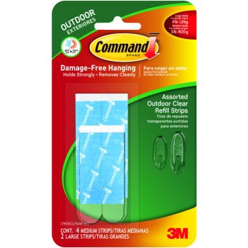 Command 17615CLRAW-ES Refill Strip, 1/32 in Thick, Clear, 4 lb